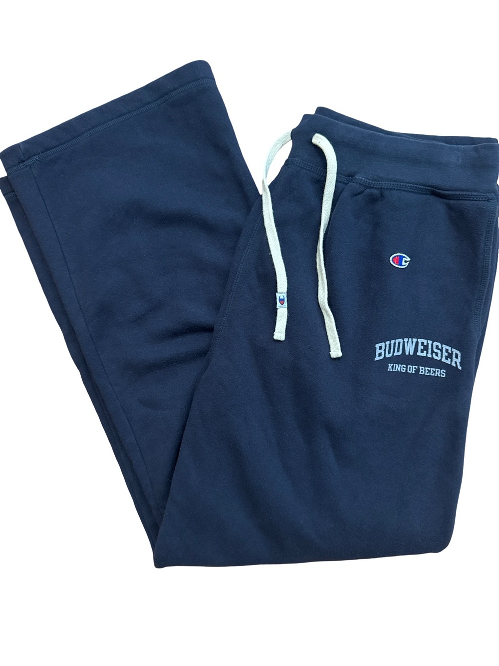 Vintage Y2K Champion Budweiser Men Navy Blue Baggy Sweat Pants King Of Beers XXL